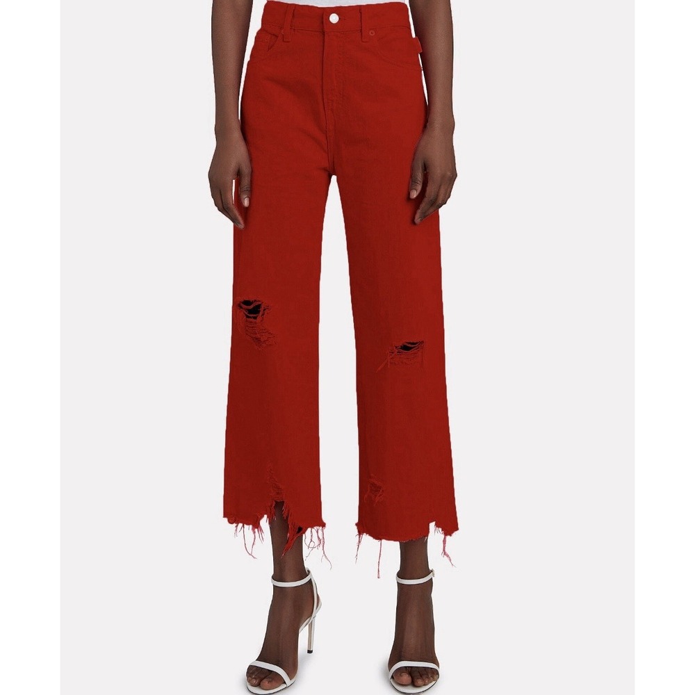 Denimist Pierce High Rise Distressed Straight Leg Jeans Red Size 28 DSW1200